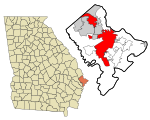 Chatham County Georgia Incorporated and Unincorporated areas Savannah Highlighted